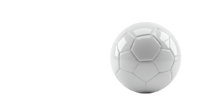 transparent soccer ball, glossy and flawless with subtle panels, perfectly inflated, on a seamless transparent background, showcasing untouched potential and future success concept
