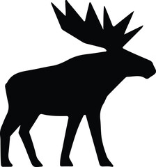 Illustrator Vector Large moose with antlers in side view silhouette