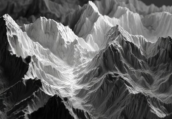 Monochrome mountain range, detailed peaks