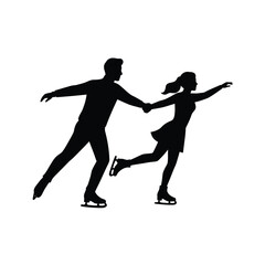 Couple ice skating silhouette black