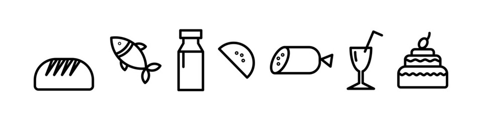 Food and Drink Outline Icon Set
