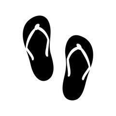 A pair of black and white flip flops for beach wear and relaxation