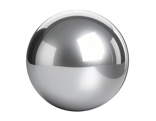 3D Silver Glossy Sphere on Transparent Background