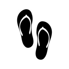 A simple black and white vector illustration of a pair of flip flops