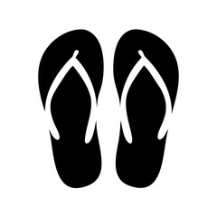 Black and White Silhouette of Two Flip Flops for Beach Fashion