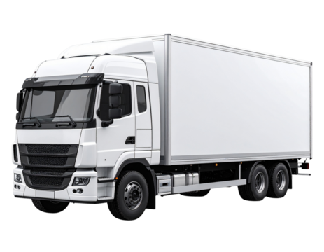 3D White Delivery Truck Model on Transparent