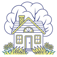 Charming simplified illustration of a house isolated on white background