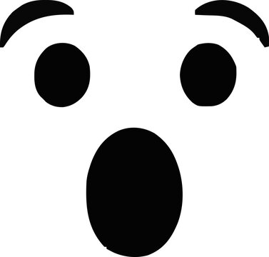 Shocked and Surprised Open Mouth Face Icon - Minimalist Black and White Emotion Graphic isolated on png, transparent background