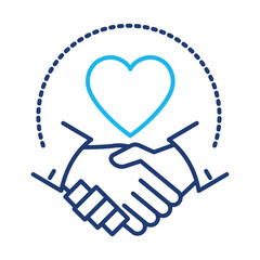 Obraz premium Heart handshake icon representing mutual understanding appreciation workplace respect empathetic leadership teamwork