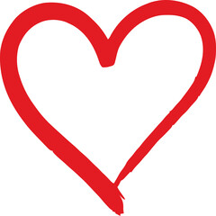 Hand Drawn Red Heart Outline isolated on png, transparent background- Love, Romance, Valentine's...