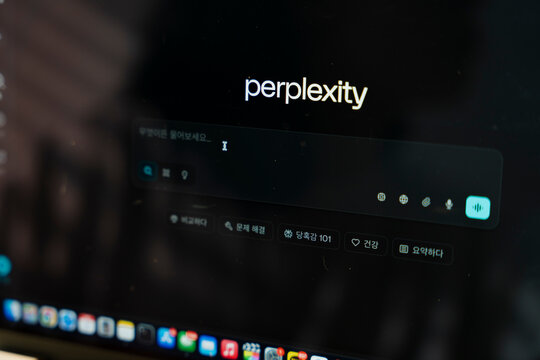 perplexity ai search engine interface on laptop screen - Seoul, South Korea - September 3 2025