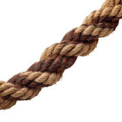 Close up of a strong twisted rope showing texture and detail against a