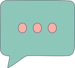Hand-Drawn Speech Bubble with Ellipsis Dots: Online Communication & Typing Icon isolated on png, transparent background