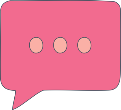 Hand-Drawn Pink Chat Bubble with Three Dots Icon: Messaging, Typing, and Online Communication Symbol isolated on png, transparent background