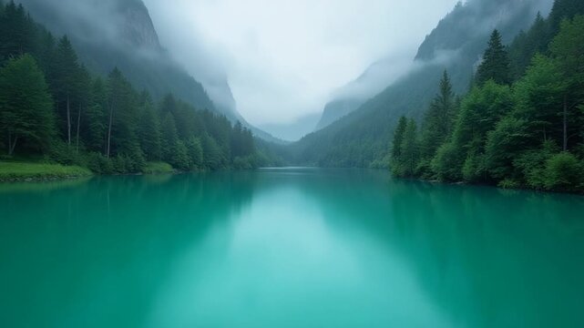 Time-lapse of a serene lake and lush forest