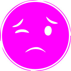 Obraz premium Mixed Emotions Pink Emoticon: Winking Eye, Sad Frown, and Questioning Look isolated on png, transparent background