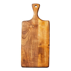Fototapeta premium Rustic wooden cutting board with handle for food preparation and serving