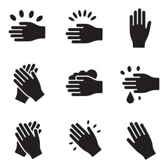 Set Washing hand icon sign vector, Symbol, logo illustration for web and mobile. Vector black silhouette. with white background