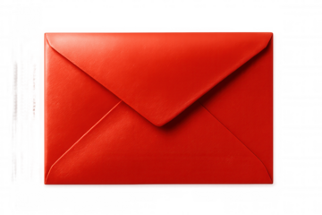 Red paper envelope resting on transparent backdrop, highlighting clean design for graphic projects and creative layouts