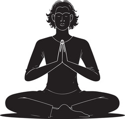 Man meditating in lotus pose with hands clasped yoga