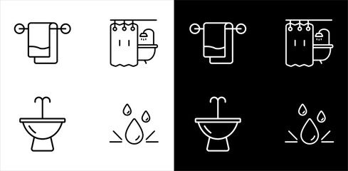 Set of bathroom icons, Bathroom Improvement and Bathroom Decor. Line with editable stroke 02.eps