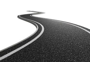 Winding asphalt road disappearing into darkness