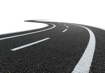 Winding asphalt road disappearing into the distance