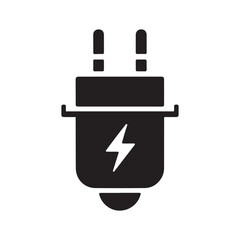 Obraz premium Car charger icon or logo - vector black power adapter symbol or design element. with white background