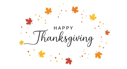 Obraz premium Vector illustration of happy thanksgiving text with autumn leaves for thanksgiving