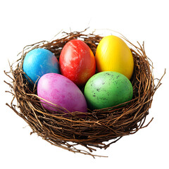 Obraz premium Vibrant Easter Eggs in Bird's Nest - Spring Holiday Concept