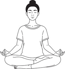 Woman meditating in lotus pose with mudra hands yoga