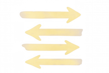 Yellow directional arrows spreading across transparent surface, showcasing minimalist design with clean lines and pastel color palette