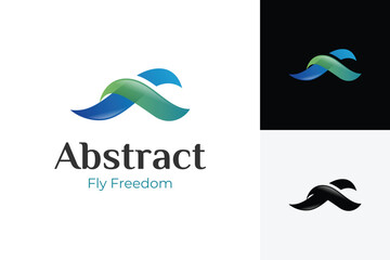 Abstract Bird Fly Logo Icon Design with Simple Wing Shape Graphic Concept for Travel, Freedom, growth, and innovation