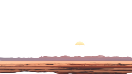 Desert Sunset with Mountain Silhouette, isolated on transparent background