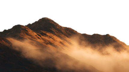 Mountain Range in Golden Light, isolated on transparent background