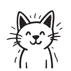 Cat Doodle Black and White Illustration Vector Image Cute Kitten Sketch Line Art Drawing Silhouette