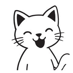 Cat Doodle Black and White Illustration Vector Image Cute Kitten Sketch Line Art Drawing Silhouette