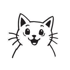 Cat Doodle Black and White Illustration Vector Image Cute Kitten Sketch Line Art Drawing Silhouette