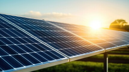 Close-Up of Solar Panel Reflecting Bright Sunlight During Sunrise in a Beautiful Outdoor Setting
