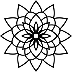 Intricate Black And White Geometric Mandala Flower Pattern vector illustration