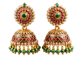 Jhumka (earrings) isolated on white background