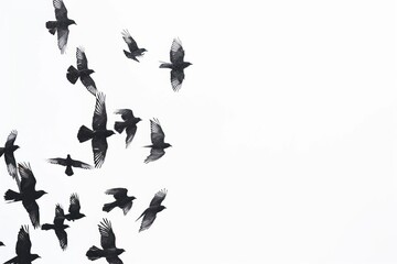 Obraz premium Flock of birds animal flying silhouette.