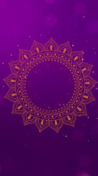 Diwali Background with Rangoli and Glowing Particles on Festive Bokeh Lights. Diwali, Deepavali, festival of lights, Indian celebration