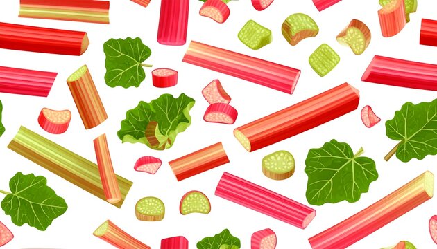 Vibrant rhubarb pattern on white background (1)