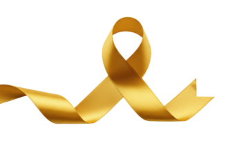 Shimmering golden satin ribbon gracefully twisting in an elegant S-curve, isolated on a pristine transparent background with soft diffused studio lighting. Concept of prosperity and premium quality