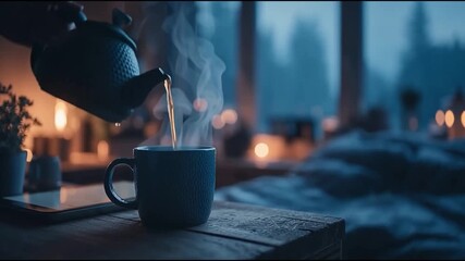Cozy evening tea time - Powered by Adobe