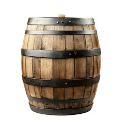 Obraz premium Rustic Wooden Oak Barrel Isolated on White Background - Professional Product Photography