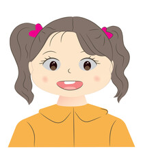 Cute little girl cartoon vector illustration. Kindergarten and pre school kid