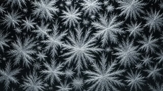 Cinematic Time-lapse of Ice Crystals Forming a Geometric Pattern