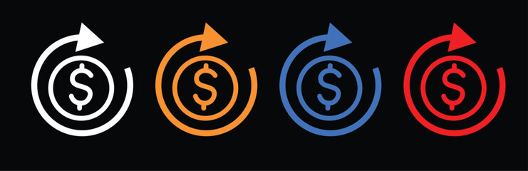 Refund line icon vector set. refund money icon thin flat sign  design vector sign symbol,